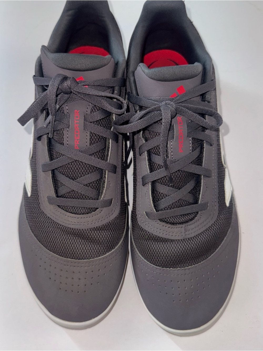 adidas Gray and Red Predator Low-Top Sneakers